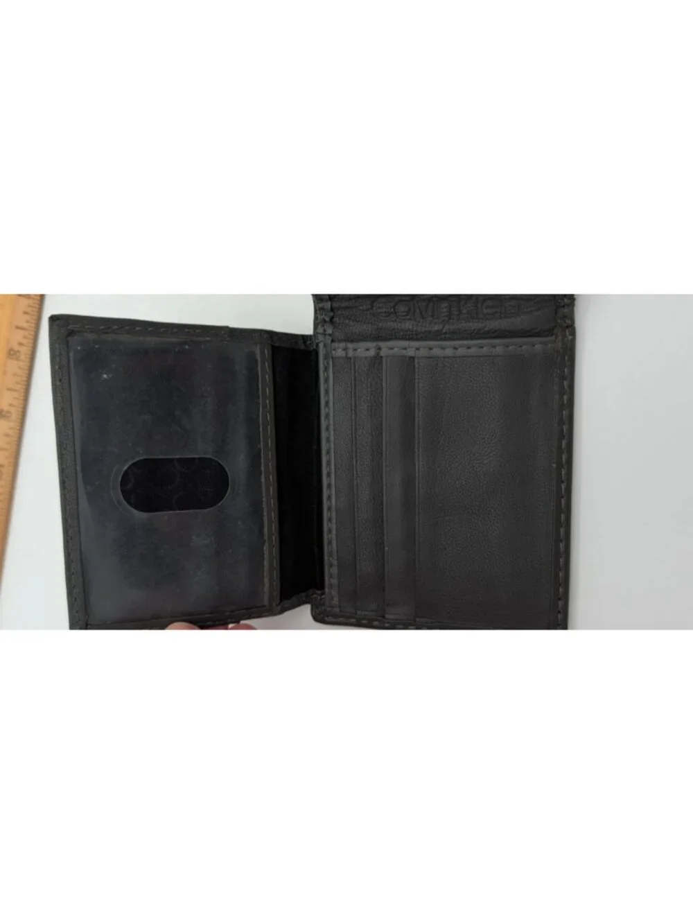 Calvin Klein CK Men's RFID Blocking Leather Bifold Wallet-Black- FLAW